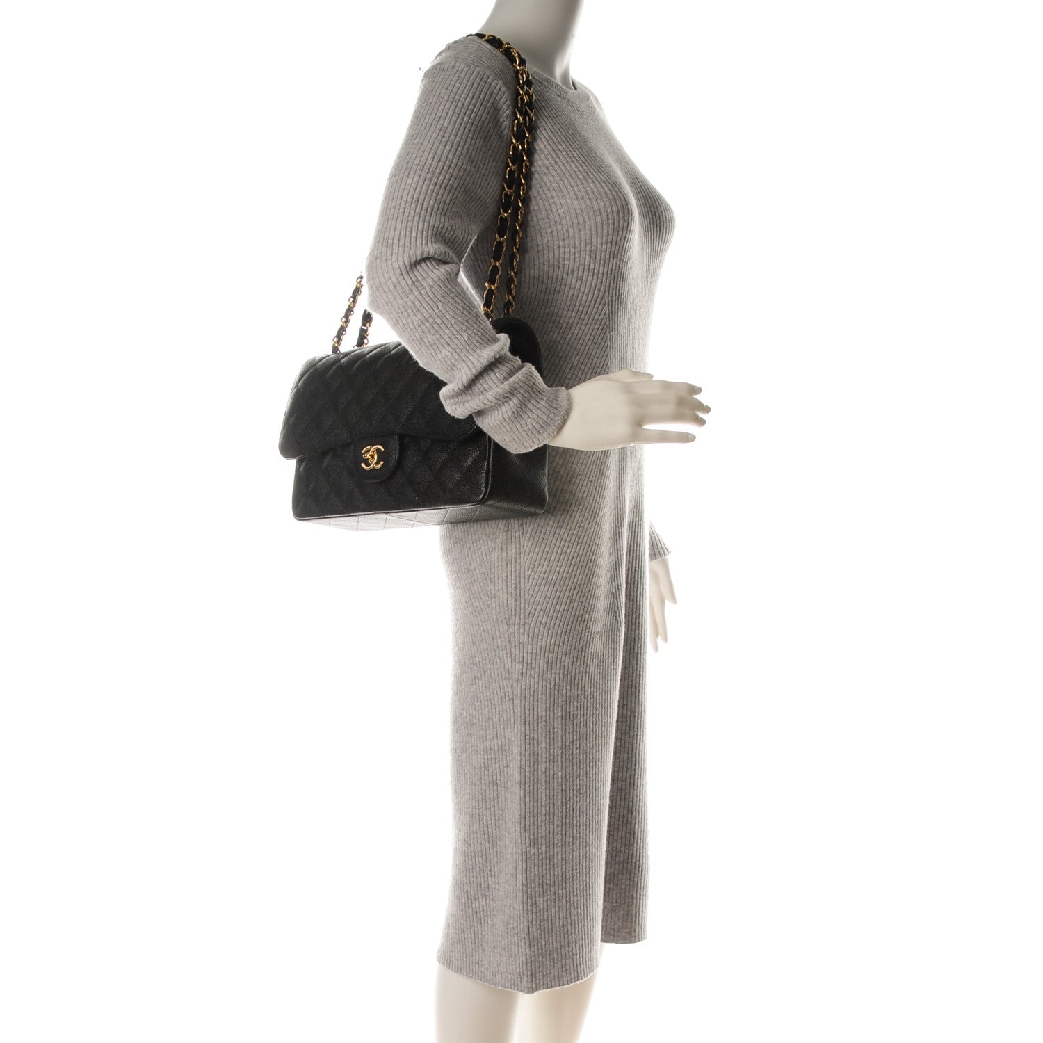 Chanel Caviar Quilted Jumbo Double Flap Black 2 of 8