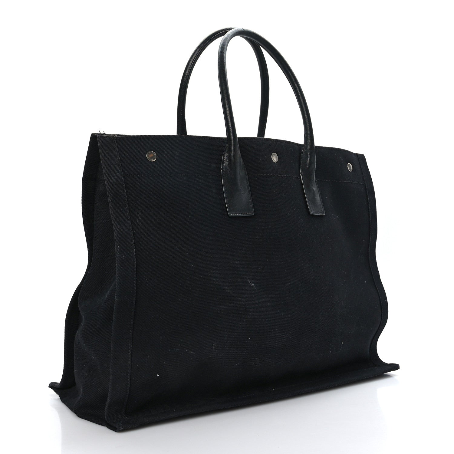 Saint Laurent Linen Calfskin Rive Gauche Tote Black 3 of 12