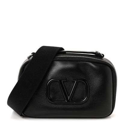 Valentino Garavani Calfskin Lacquered Vlogo Crossbody Bag Black 1 of 9