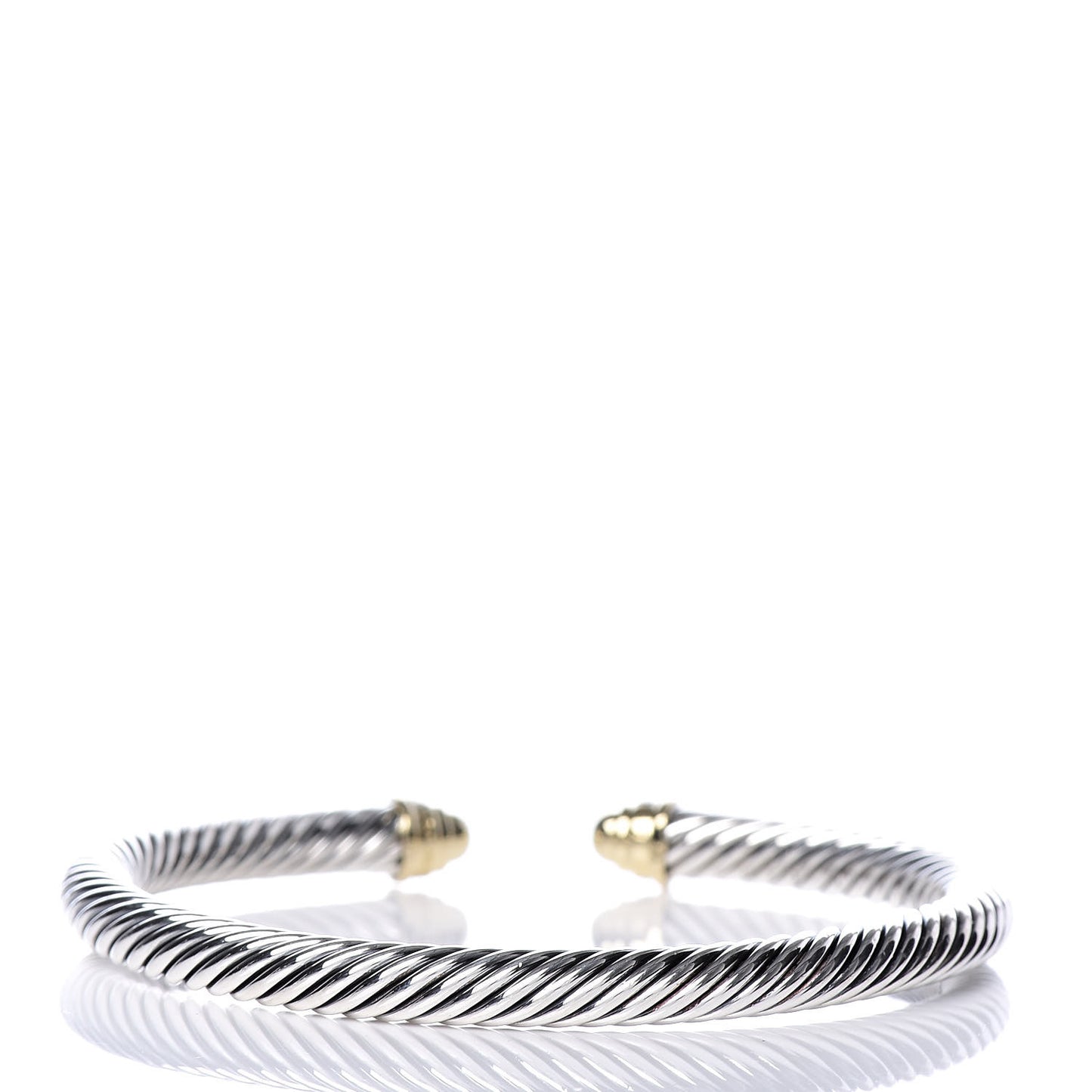 Sterling Silver 18K Yellow Gold Diamond 5mm Cable Classics Bracelet