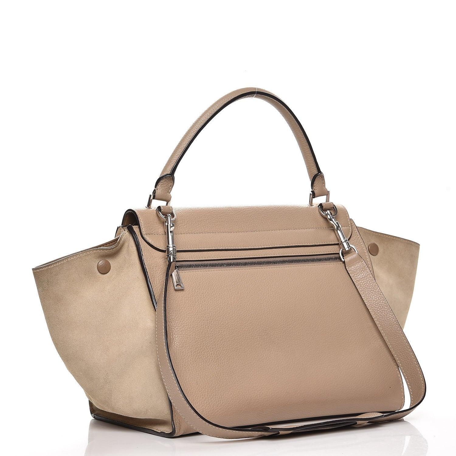 Celine Drummed Calfskin Suede Medium Trapeze Dune 4 of 15