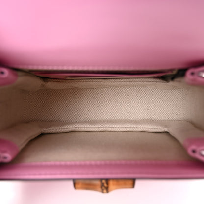 Gucci Boarded Dyana Lux Calfskin Web Mini Bamboo 1947 Top Handle Bag Nice Pink 5 of 10