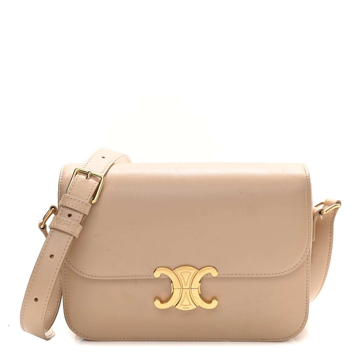 Celine Shiny Calfskin Medium Triomphe Nude 1 of 13