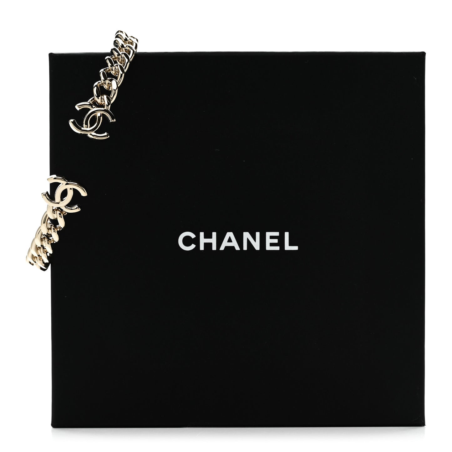 Metal CC Chain Link Choker Necklace L  Gold