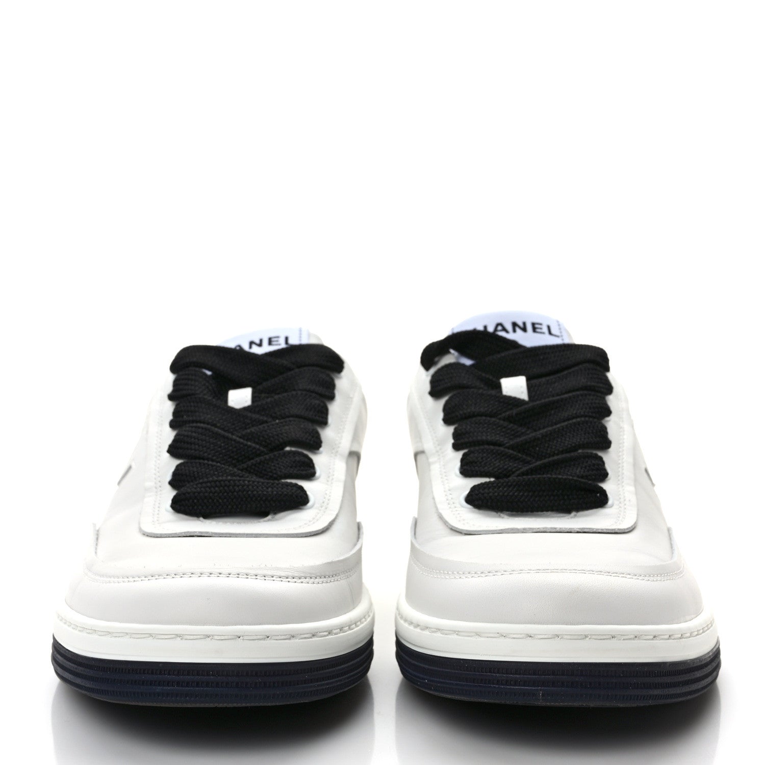Chanel Calfskin CC Womens Sneakers 37.5 White Black 2 of 6
