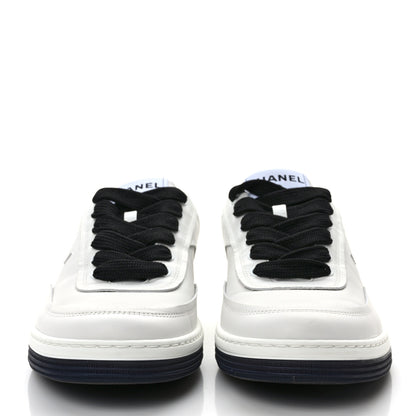 Chanel Calfskin CC Womens Sneakers 37.5 White Black 2 of 6