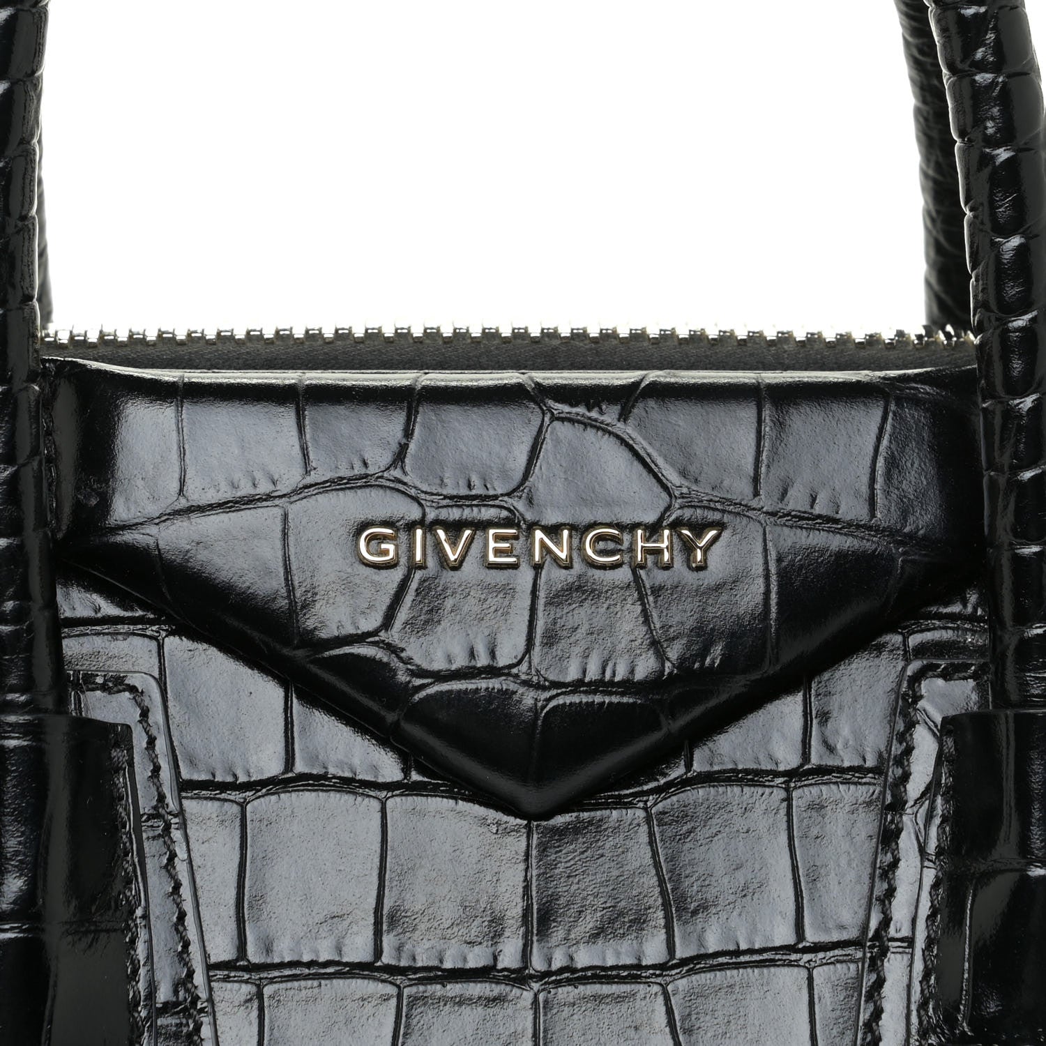 Givenchy Calfskin Crocodile Embossed Small Antigona Black 8 of 13