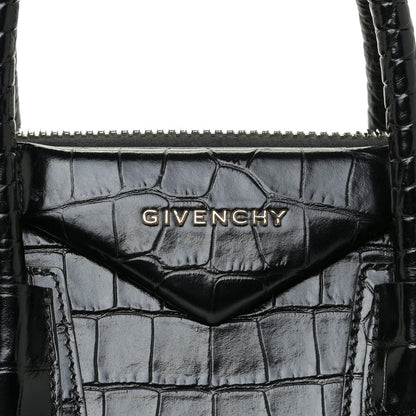 Givenchy Calfskin Crocodile Embossed Small Antigona Black 8 of 13