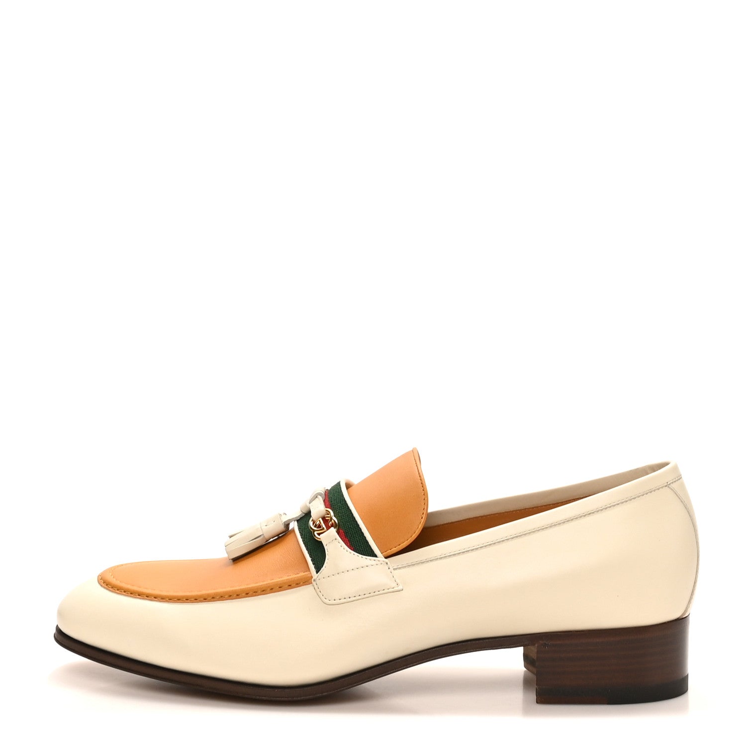 Gucci Jakarta Calfskin Mens Interlocking G Horsebit Tassel Loafers 11 White Sun Oil 1 of 10