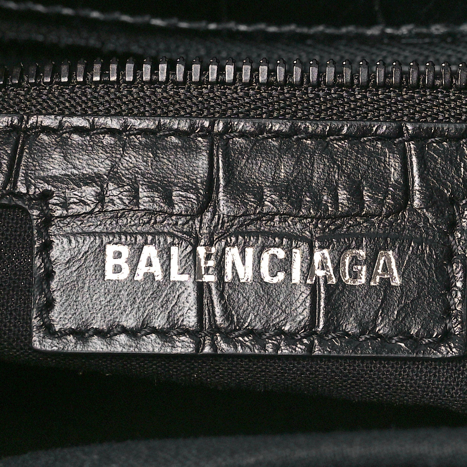 Balenciaga Extra Supple Calfskin Monochrome Crocodile Embossed Medium Le Cagole Shoulder Bag Black 6 of 9