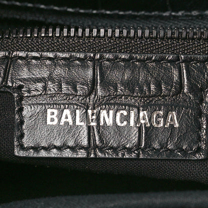 Balenciaga Extra Supple Calfskin Monochrome Crocodile Embossed Medium Le Cagole Shoulder Bag Black 6 of 9
