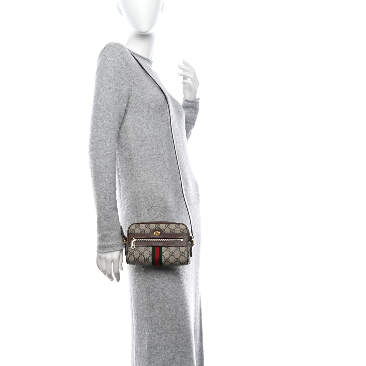 GG Supreme Monogram Web Mini Ophidia Shoulder Bag Brown