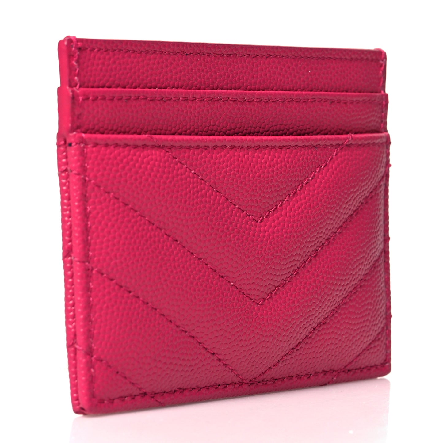 Grain De Poudre Matelasse Chevron Monogram Credit Card Case Fresh Fuxia