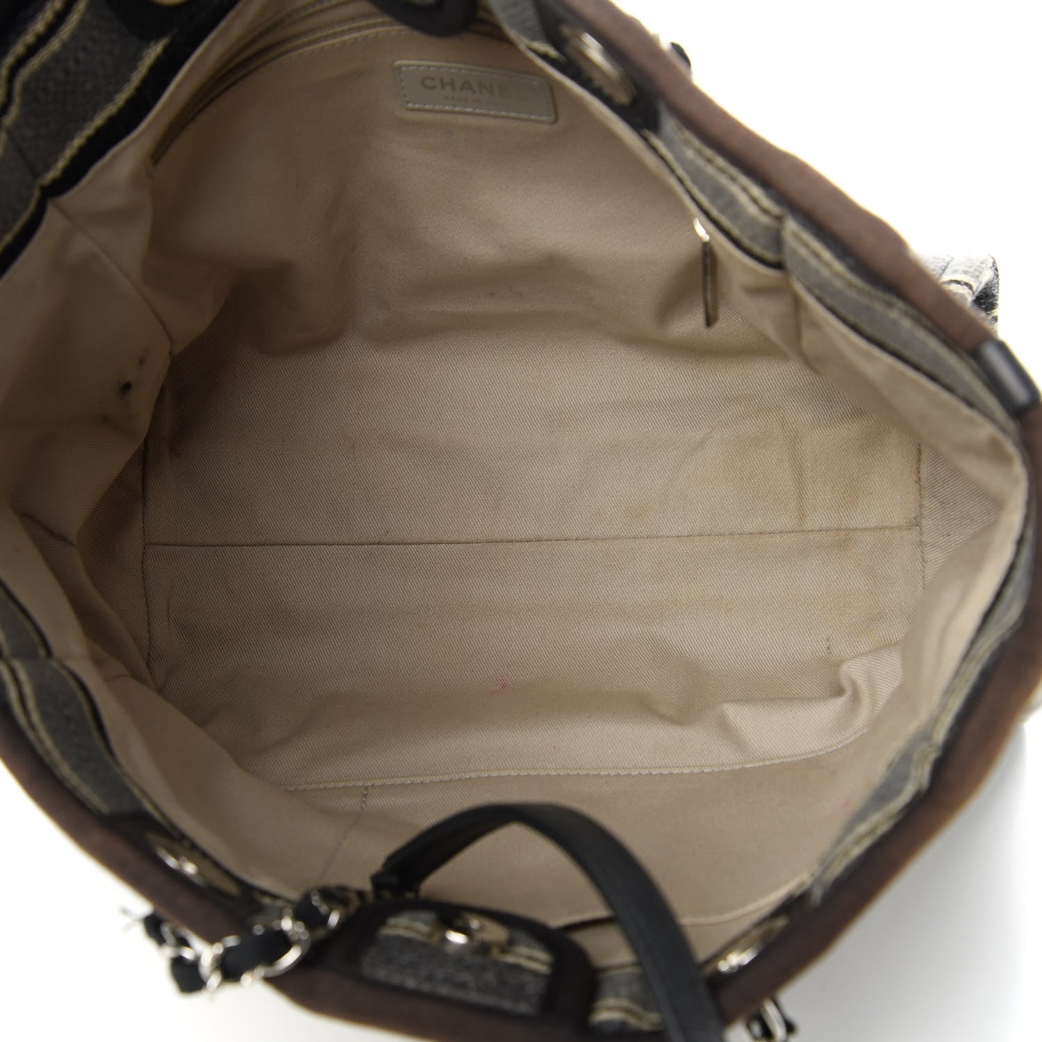 Chanel Striped Canvas Small Deauville Tote Dark Grey 5 of 10