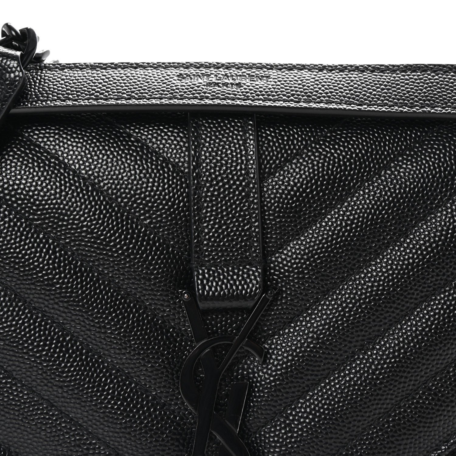 Saint Laurent Grain De Poudre Textured Mixed Matelasse Triquilt Medium Monogram Monochrome Satchel Black 8 of 10