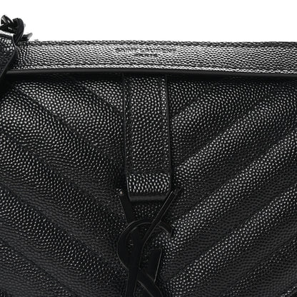 Saint Laurent Grain De Poudre Textured Mixed Matelasse Triquilt Medium Monogram Monochrome Satchel Black 8 of 10