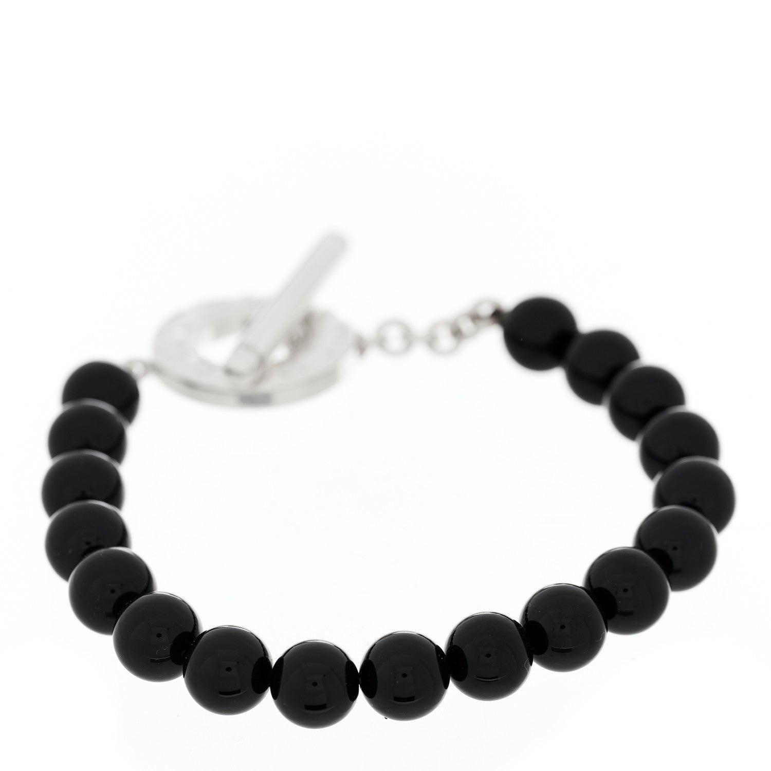 Tiffany Sterling Silver Black Onyx Bead Toggle Bracelet 2 of 4