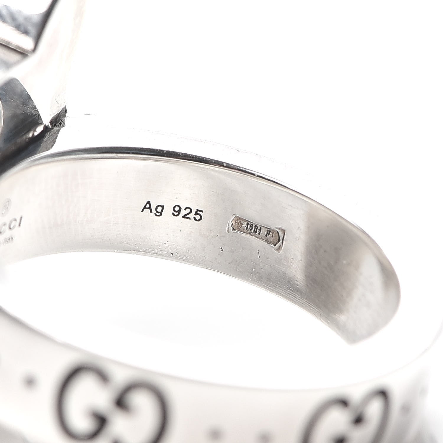 Gucci Sterling Silver Enamel Bosco Ring 52 6 6 of 6