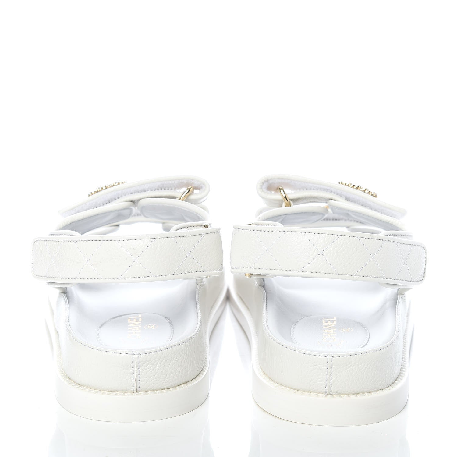 Chanel Grained Calfskin Velcro Dad Sandals 37 White 7 of 11