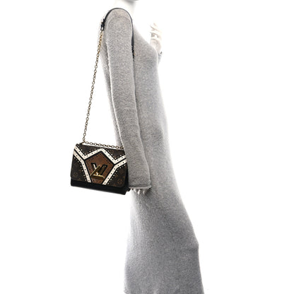 Louis Vuitton Veau Satin Monogram Twist Shoulder Bag MM Black 2 of 10