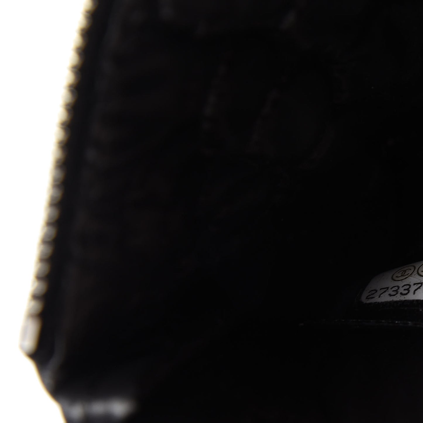 Goatskin Camellia Embossed Cosmetic Pouch Black