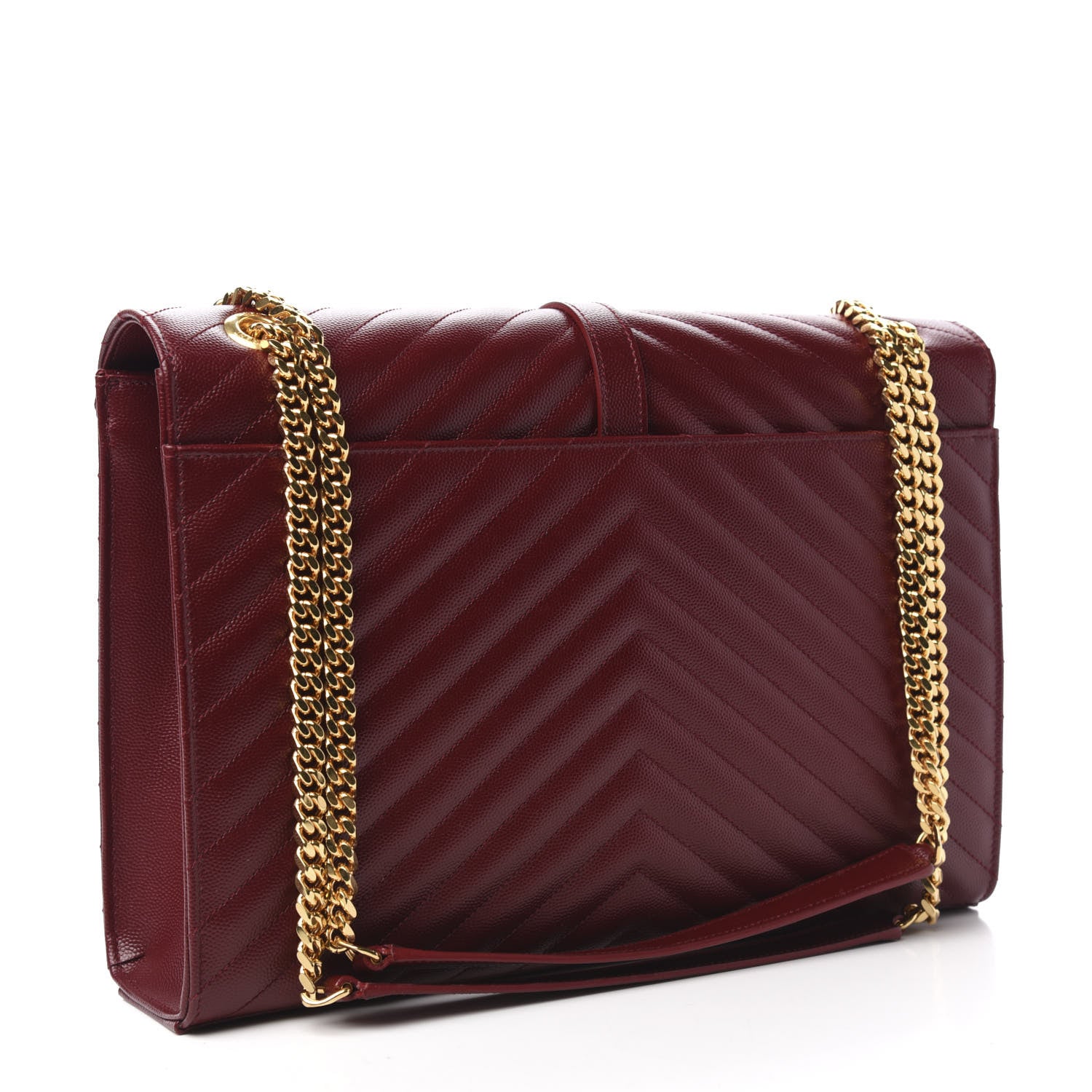 Saint Laurent Grain De Poudre Matelasse Chevron Large Monogram Satchel Oxblood 3 of 10