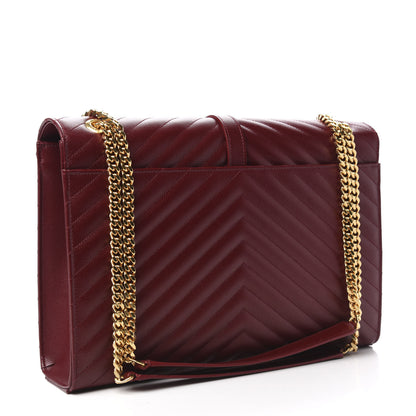 Saint Laurent Grain De Poudre Matelasse Chevron Large Monogram Satchel Oxblood 3 of 10