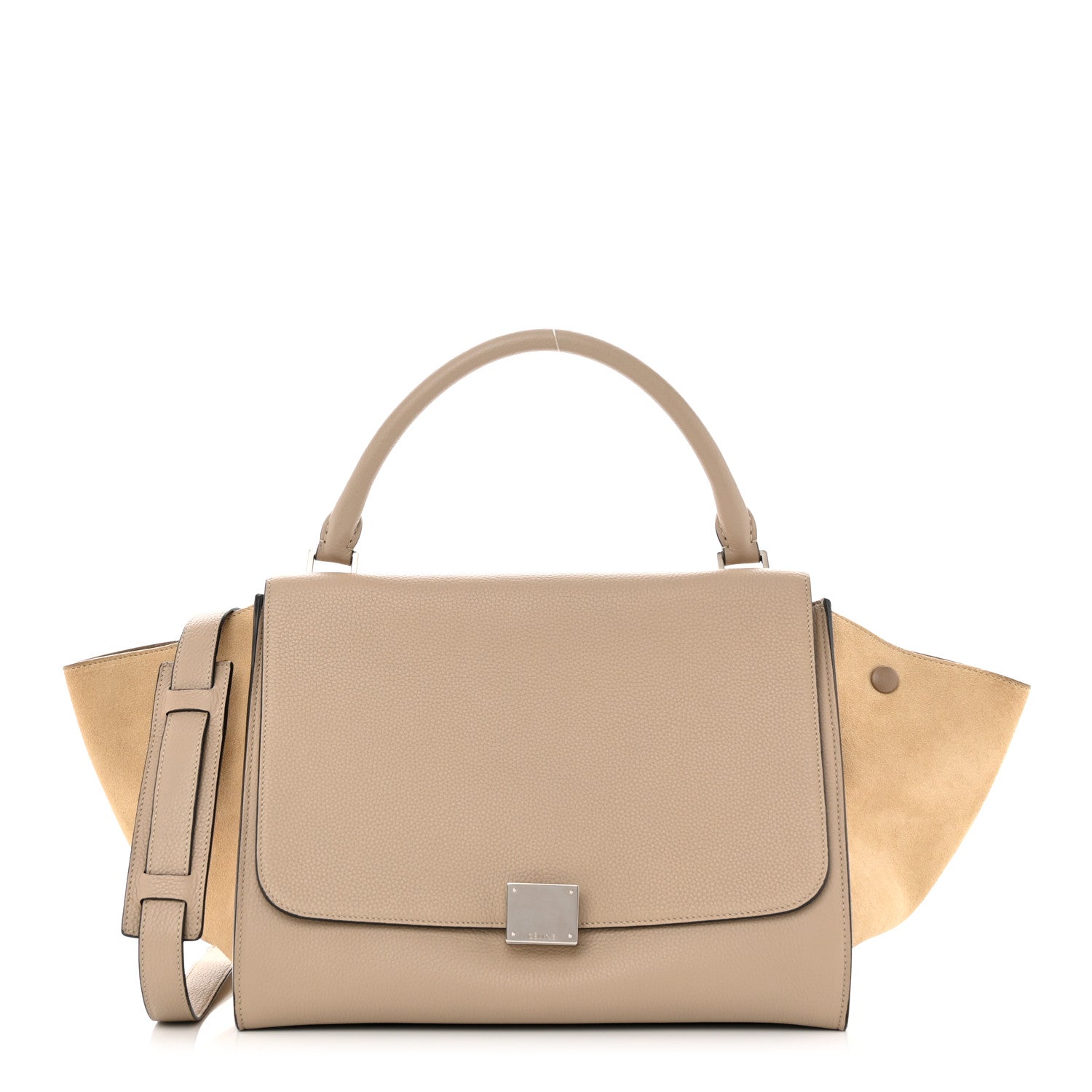 Celine Drummed Calfskin Suede Small Trapeze Dune 1 of 9