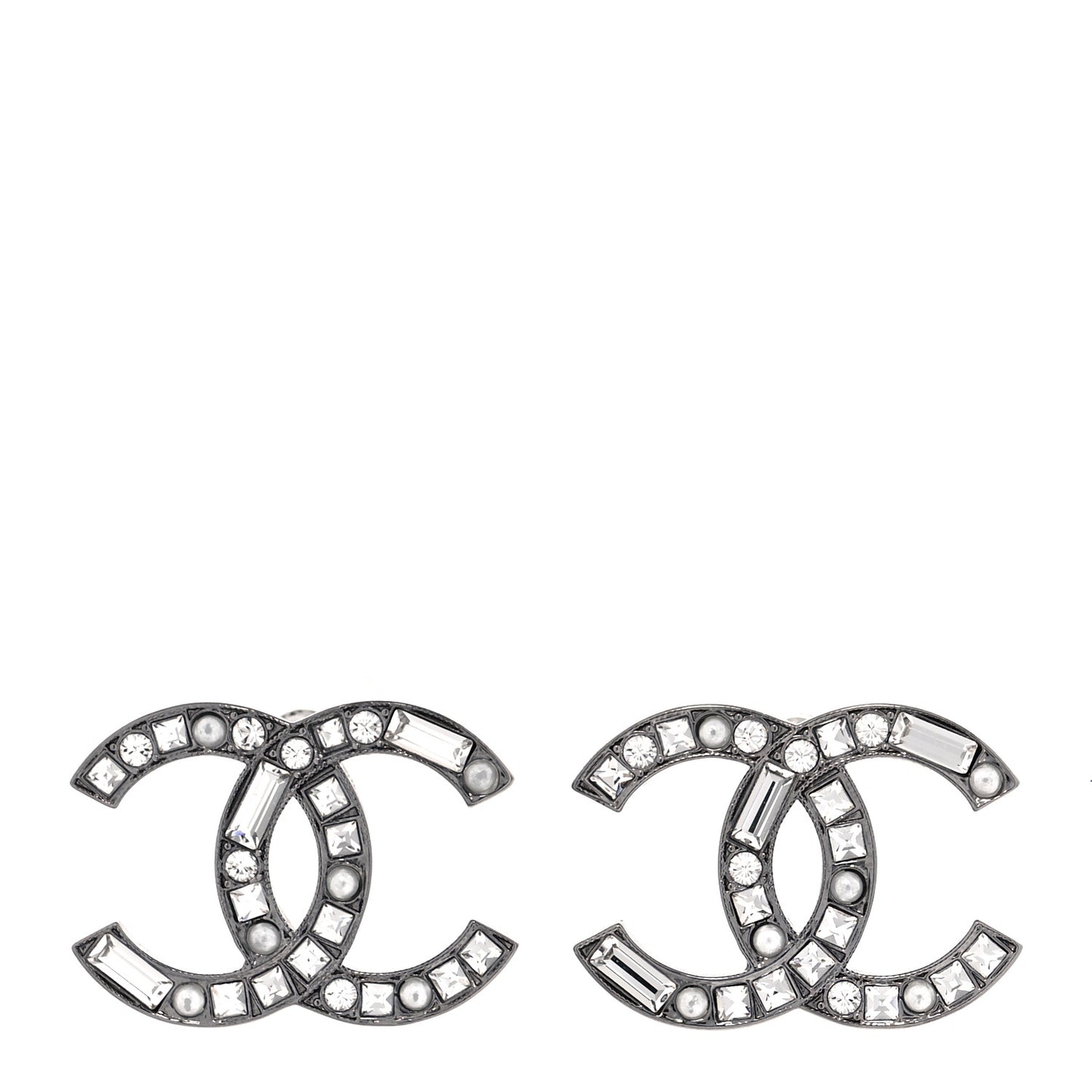Baguette Crystal Pearl CC Bright Young Things Earrings Ruthenium