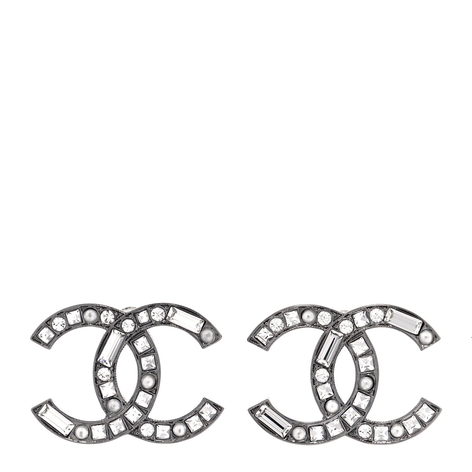 Chanel Baguette Crystal Pearl CC Bright Young Things Earrings Ruthenium 1 of 4