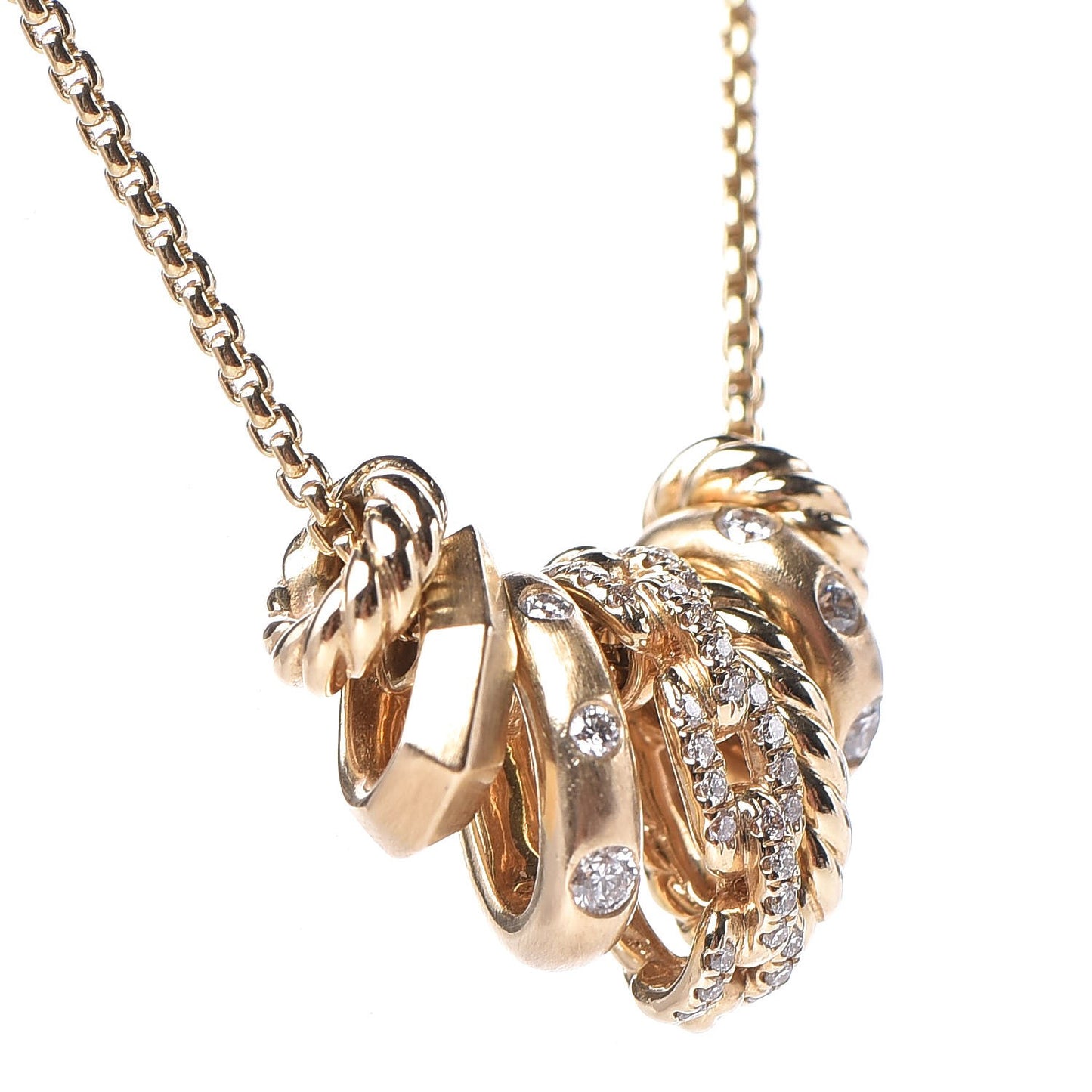 18K Yellow Gold Diamond Stax Rondelle Pendant Necklace