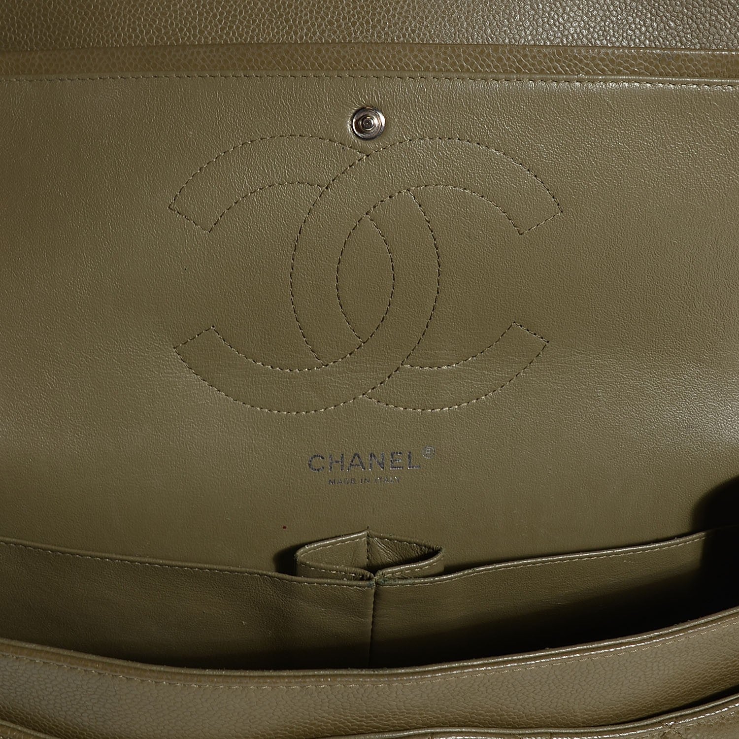 Chanel Caviar Quilted Jumbo Double Flap Green 7 of 8