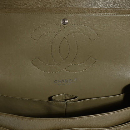 Chanel Caviar Quilted Jumbo Double Flap Green 7 of 8