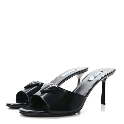 Prada Spazzolato Logo 75mm Slide Sandals 40 Black 3 of 10