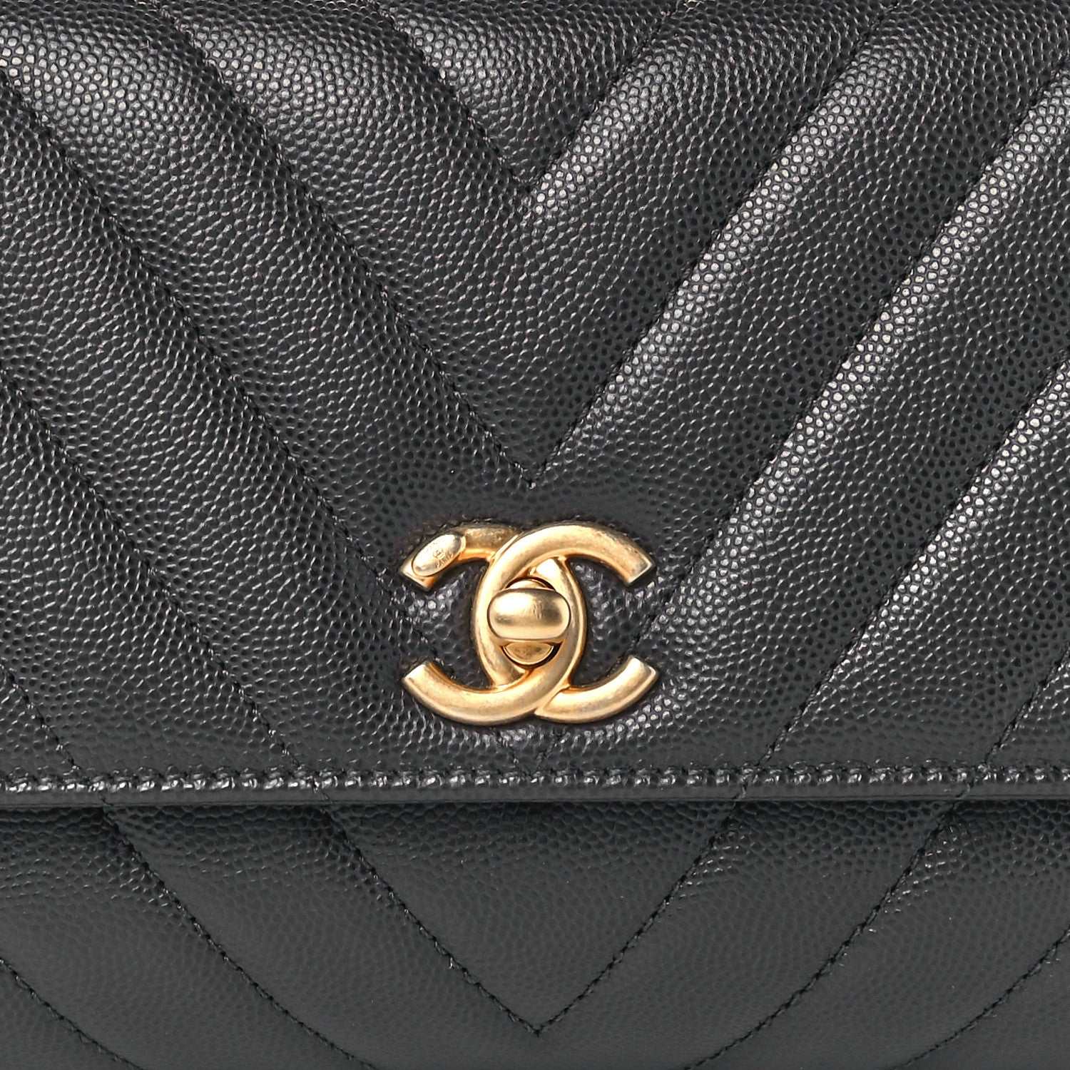 Chanel Caviar Chevron Quilted Mini Coco Handle Flap Dark Grey 9 of 12