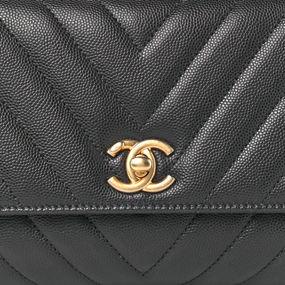 Chanel Caviar Chevron Quilted Mini Coco Handle Flap Dark Grey 9 of 12
