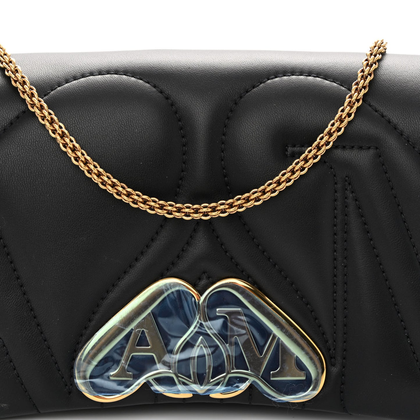 Calfskin Quilted Small The Seal Chain Shoulder Bag Black