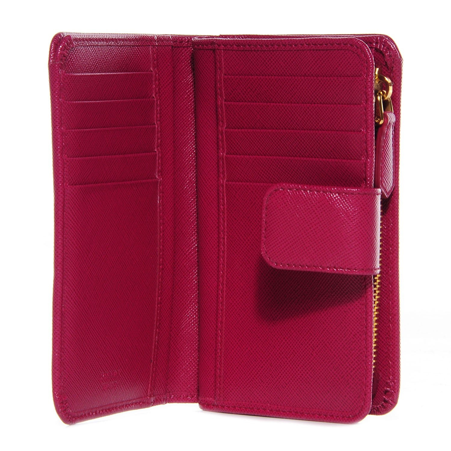 Prada Saffiano Metal Compact Wallet Ibisco 5 of 10