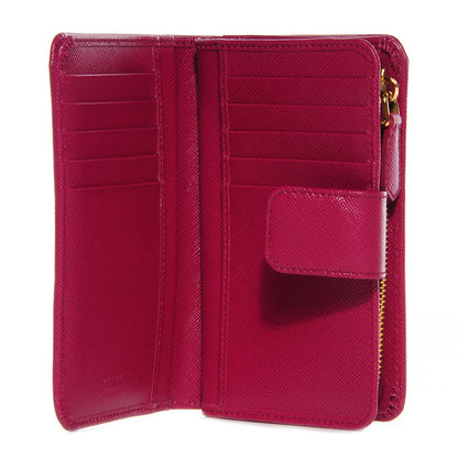 Prada Saffiano Metal Compact Wallet Ibisco 5 of 10