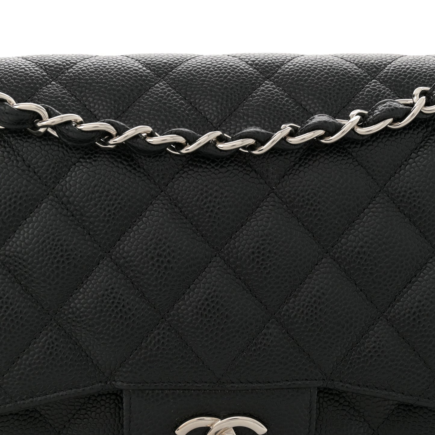 Caviar Quilted Jumbo Double Flap Black