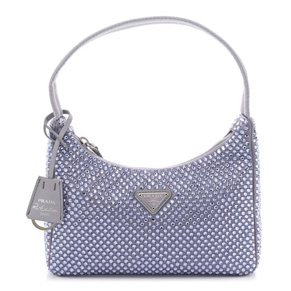 Prada Satin Crystal Mini Re-Edition 2000 Bag Glicine 1 of 10