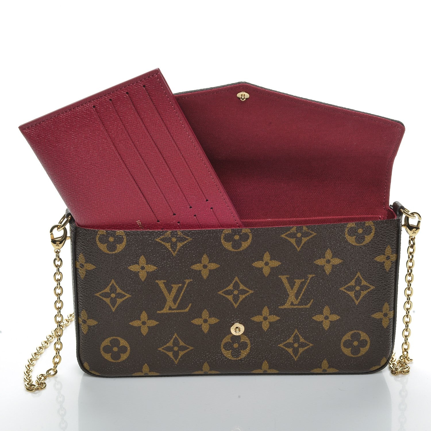 Louis Vuitton Monogram Pochette Felicie Chain Wallet Fuchsia 5 of 8