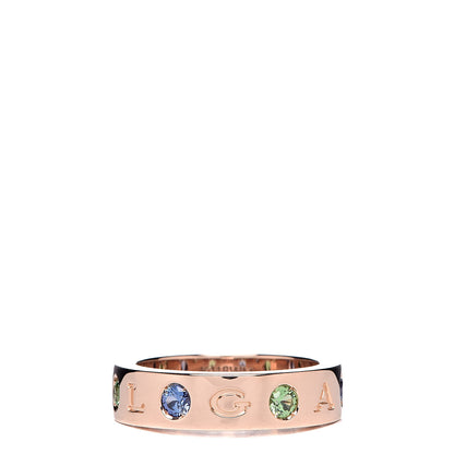 Bulgari 18K Rose Gold Sapphire Tsavorite Garnet Diamond Roman Sorbet Band Ring 52 6 1 of 5