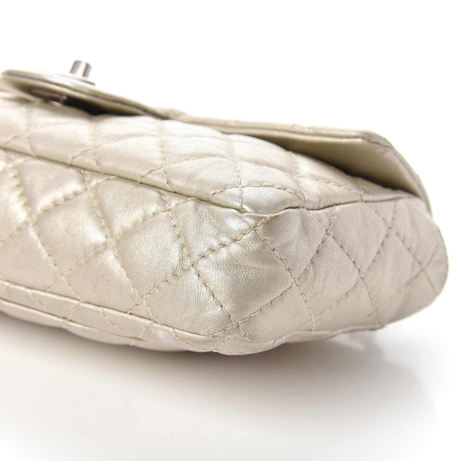 Chanel Metallic Lambskin Quilted East West Flap Silver 7 of 10