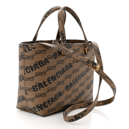 Balenciaga Coated Canvas BB Monogram Small Signature East West Shopper Bag Beige Brown 3 of 11