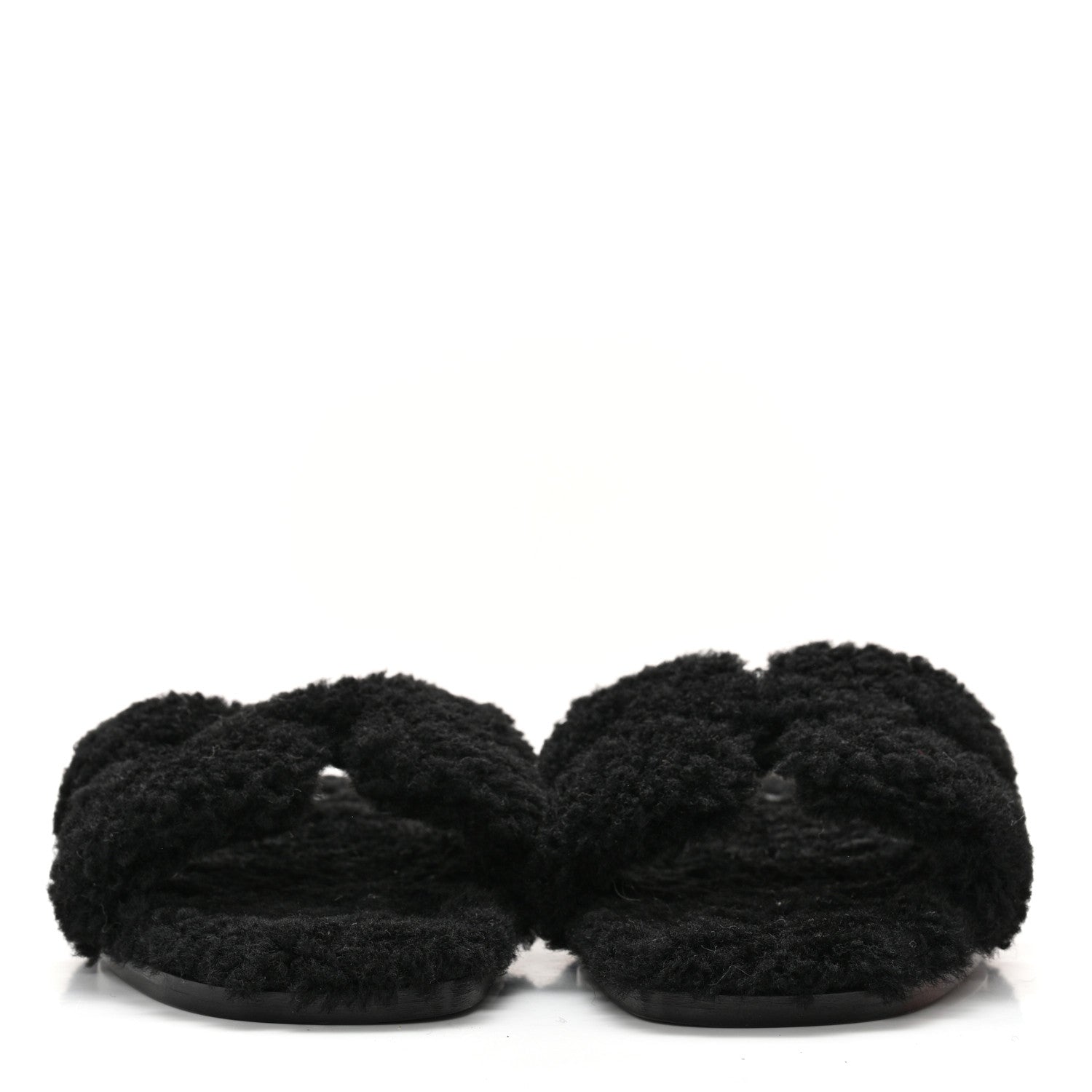 Hermes Woolskin Oran Sandals 38 Black 2 of 9