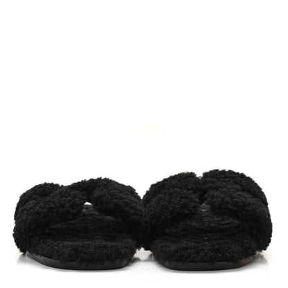 Hermes Woolskin Oran Sandals 38 Black 2 of 9