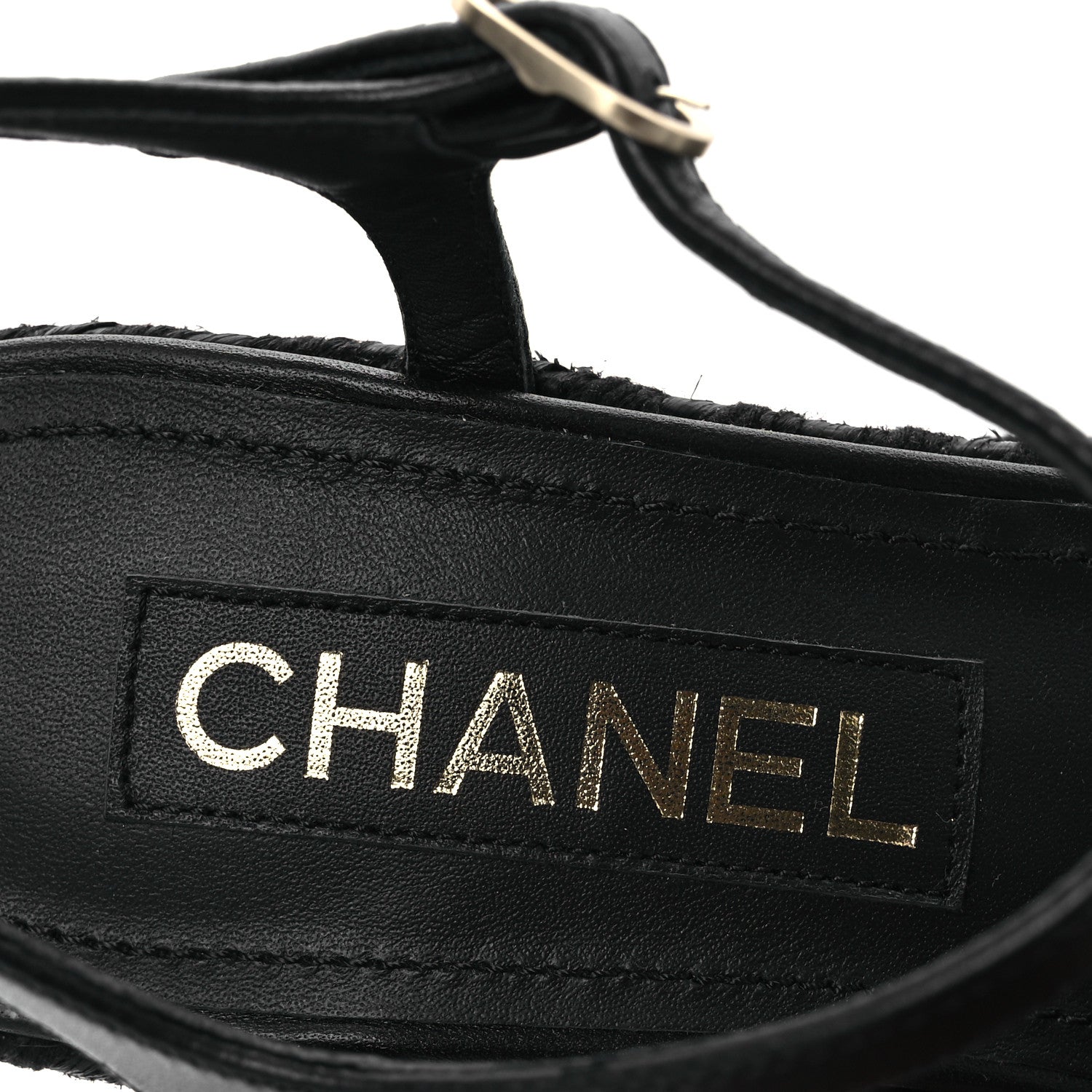 Chanel Lambskin Grosgrain CC Espadrilles Wedges 38 Black 9 of 14