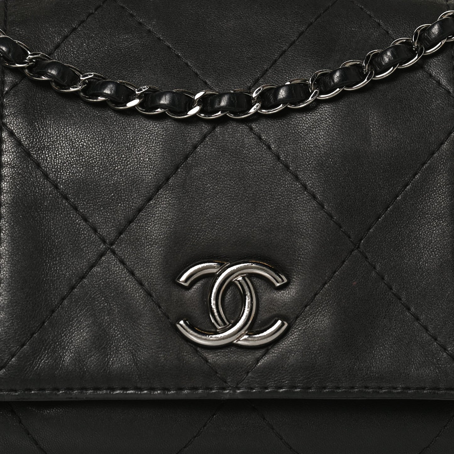 Lambskin Quilted Large Soft Touch Flap Black