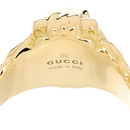 Gucci 18K Yellow Gold Diamond Chrome Diopside Lion Head Ring 54 6.75 5 of 7